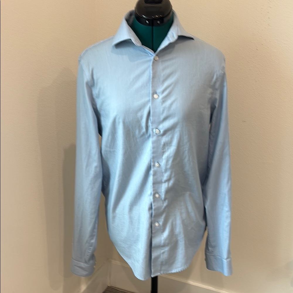 Calvin Klein Men’s Blue Dress Shirt Slim Fit Stretch Wrinkle Free Sz: 34/35 M